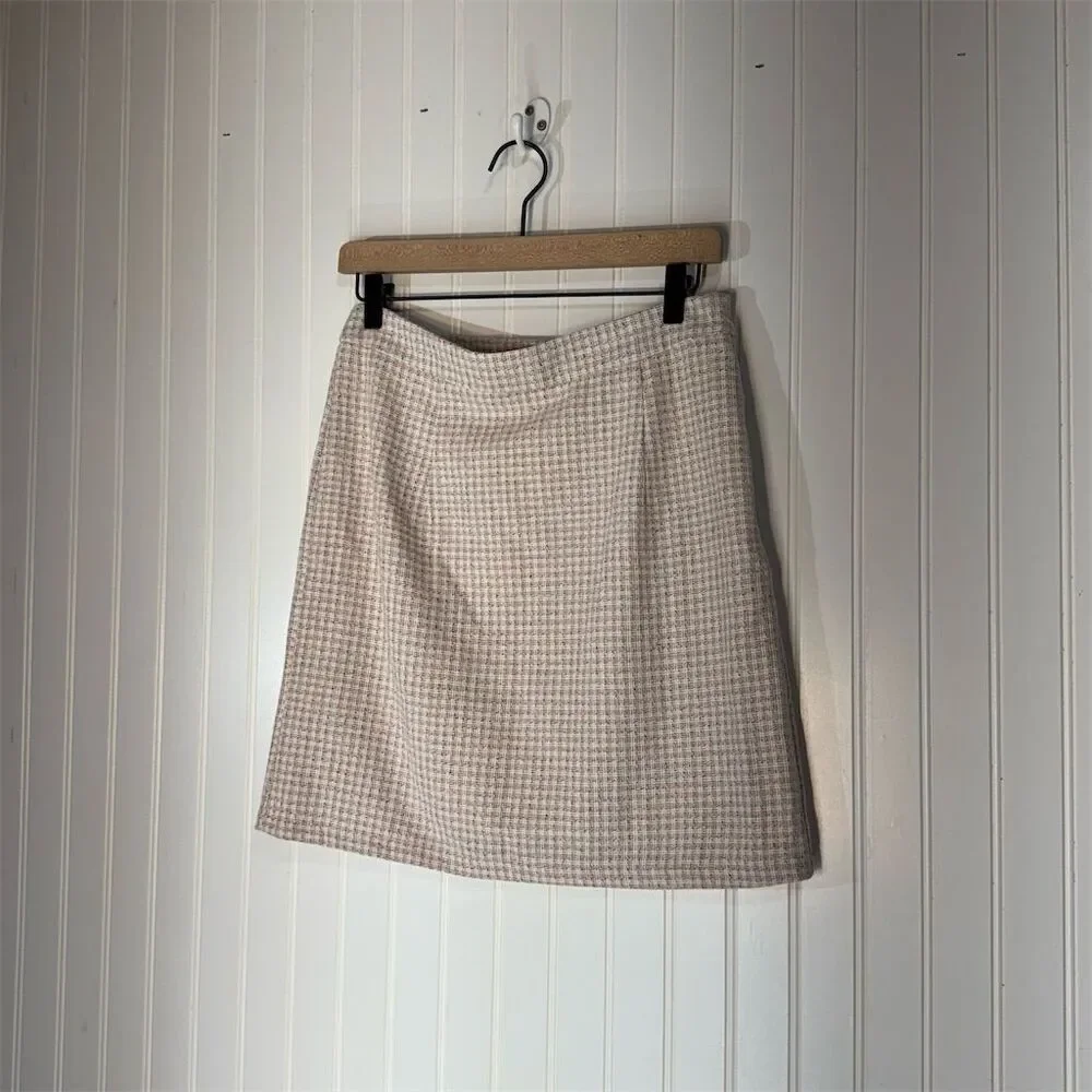 Paper Crane Pink‎ Tweed Mini Skirt L NWT Y2K Academia Preppy Aesthetic Side Zip